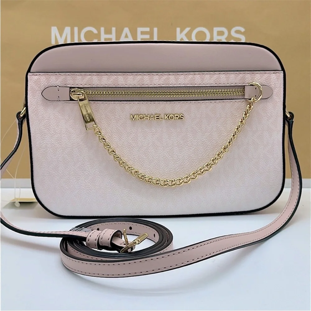 Michael Kors Jet Set Large Ombré Signature LogoEast West Crossbody Powder Blush - Picture 2 of 12